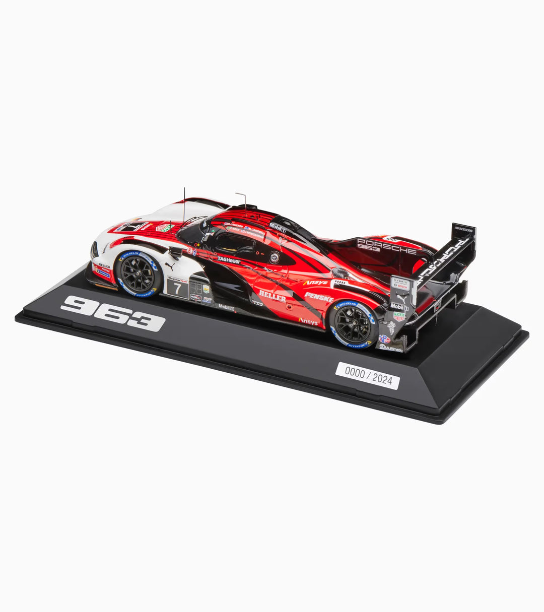 Porsche 963 #7 , 1:43 Scale Model Car - White/Red/Black