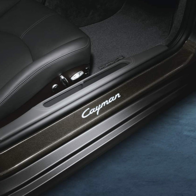 Porsche Door Entry Guards in Carbon, Illuminated