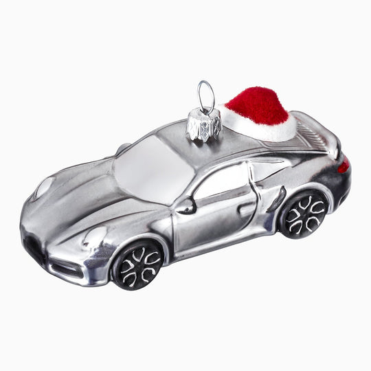 Porsche 911 Turbo Christmas Ornament - Silver/Red