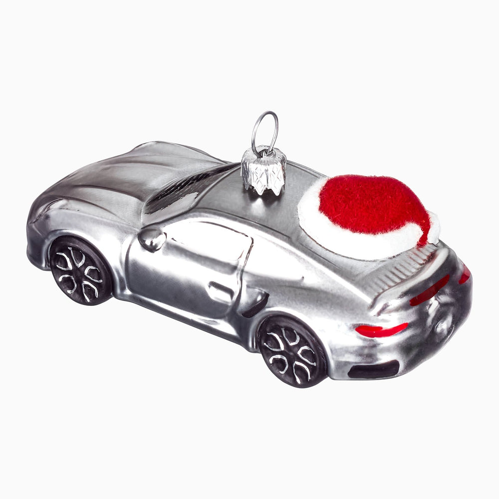 Porsche 911 Turbo Christmas Ornament - Silver/Red