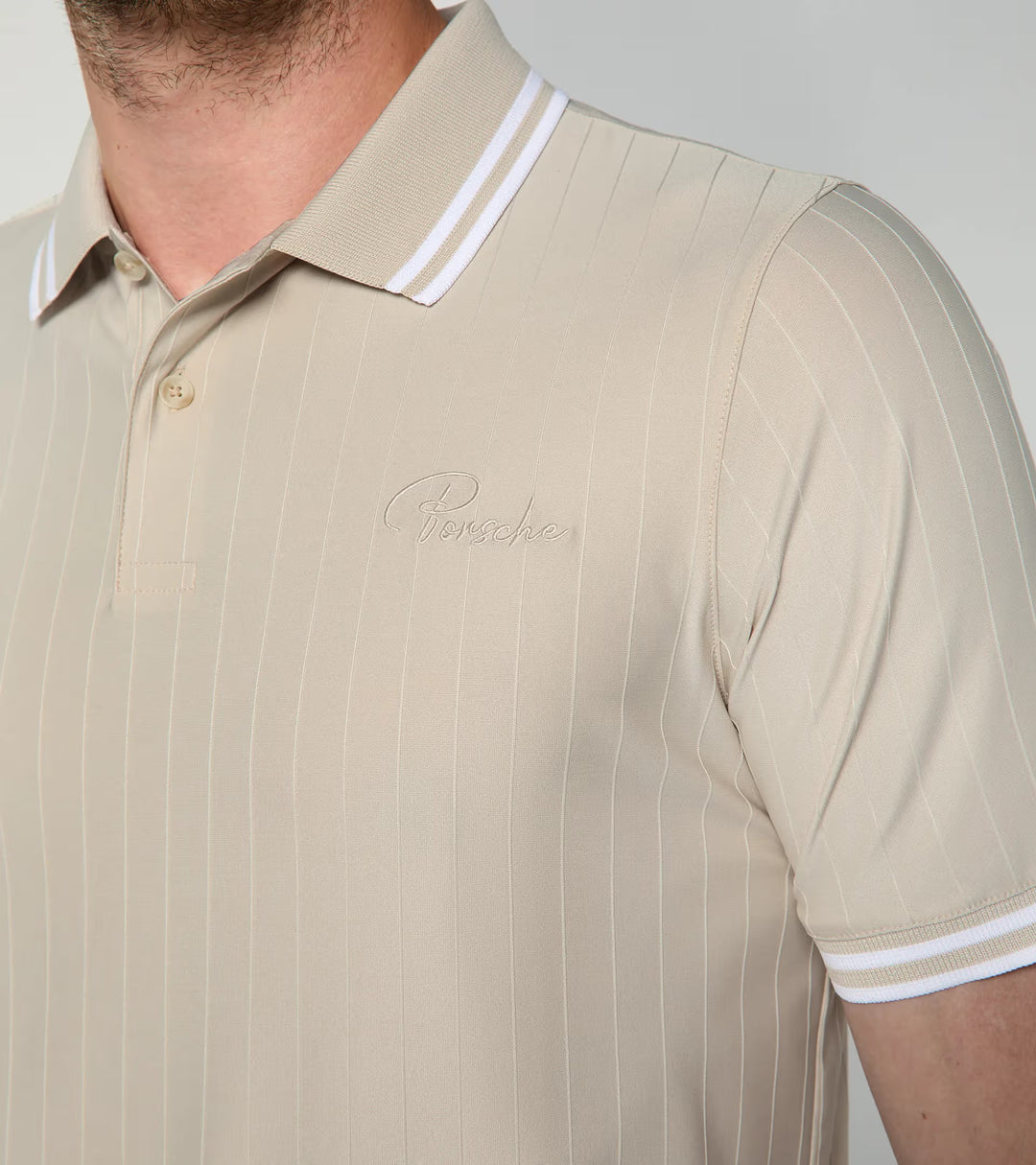Porsche x Puma Men's Beige Polo Shirt - 911 Targa 60Y