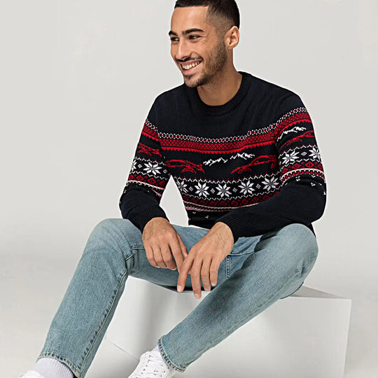 Porsche Unisex Christmas Sweater - Blue