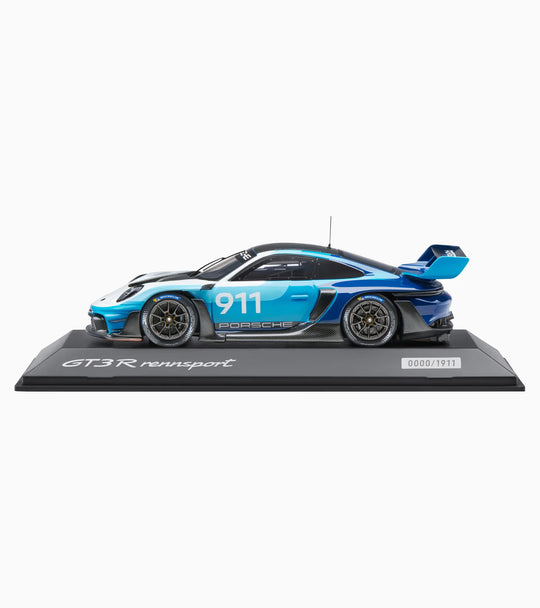 Porsche 911 GT3 R Rennsport 1:43 Scale Model Car - White/Blue