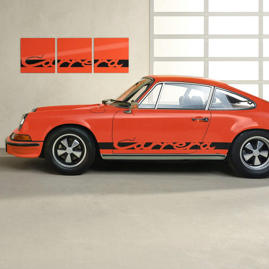 Porsche Wall Mural (Orange/Black) - Carrera Color