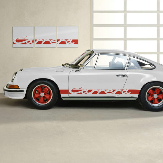 Porsche Wall Mural (White/Red) - Carrera Color