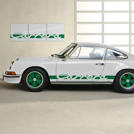Porsche Wall Mural (White/Green) - Carrera Color