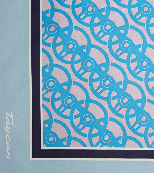 Porsche Scarf Natural Silk (Blue) - Taycan Collection