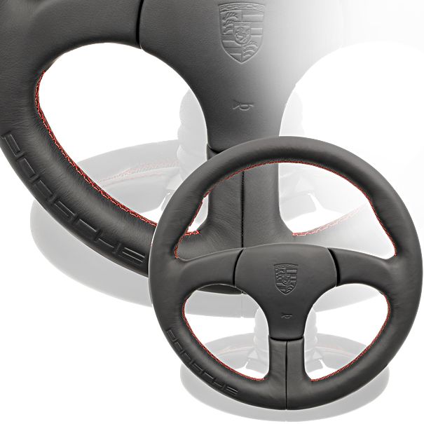 Porsche Sports Steering Wheel W/ Out Airbag Black W/ Red Stitch- 911 and 959