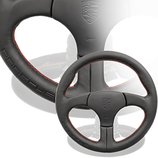 Porsche Sports Steering Wheel W/ Out Airbag Black W/ Red Stitch- 911 and 959