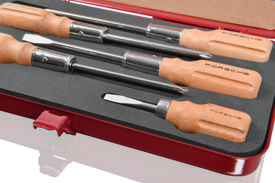 Porsche Classic Wooden Handle Screwdriver Tool Set